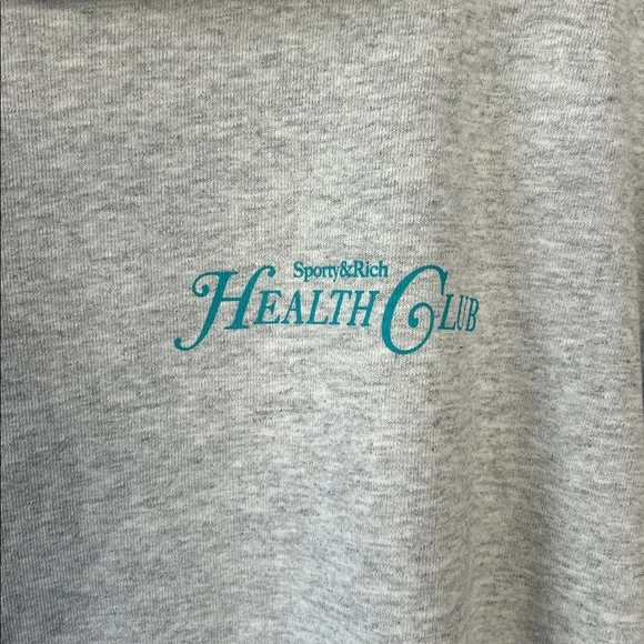 NWT Sporty & Rich Rizzoli Hoodie Heathered Gray Size Large Health Club Graphic - Picture 3 of 11
